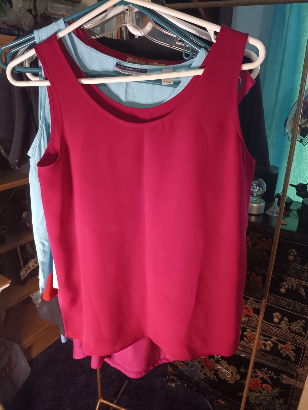 Amanda Smith Fuchsia Scoop Neck Sleeveless Silk Top
